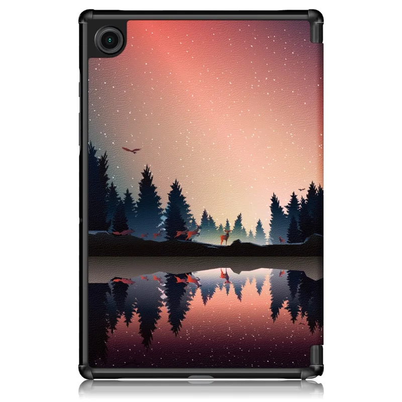 Pattern Printing Trifold Stand Hard PC Soft PU Leather Shockproof Protective Cover for Samsung Galaxy Tab A7 Lite 8.7-inch SM-T220 (Wi-Fi) - Starry Sky