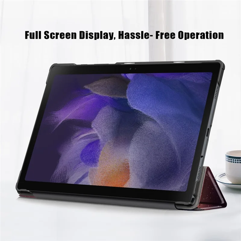 Pattern Printing Trifold Stand Hard PC Soft PU Leather Shockproof Protective Cover for Samsung Galaxy Tab A7 Lite 8.7-inch SM-T220 (Wi-Fi) - Starry Sky