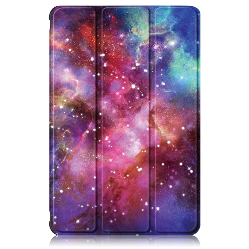 Pattern Printing Trifold Stand Hard PC Soft PU Leather Shockproof Protective Cover for Samsung Galaxy Tab A7 Lite 8.7-inch SM-T220 (Wi-Fi) - Nebula