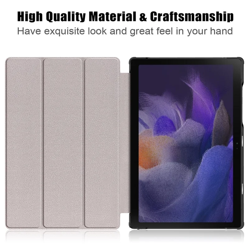 Pattern Printing Trifold Stand Hard PC Soft PU Leather Shockproof Protective Cover for Samsung Galaxy Tab A7 Lite 8.7-inch SM-T220 (Wi-Fi) - Nebula