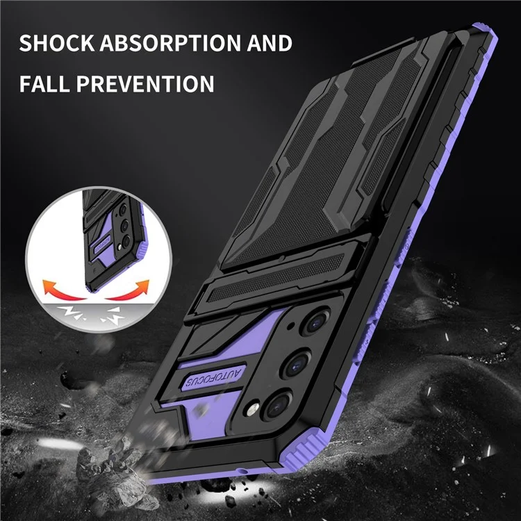 Conception de Créneaux de Fente de Carte Détachable PC + Coquille de Boîtier Hybride de Téléphone TPU Avec Béquille Pour Samsung Galaxy S20 FE 2022 / S20 FE / S20 FE 5g / S20 Lite - Violet