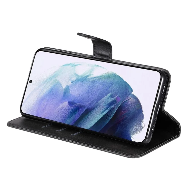 PU Leder Flip Case Reißverschluss Taschen -design Brieftasche Telefonabdeckung Shell Für Samsung Galaxy S22+ 5g - Schwarz