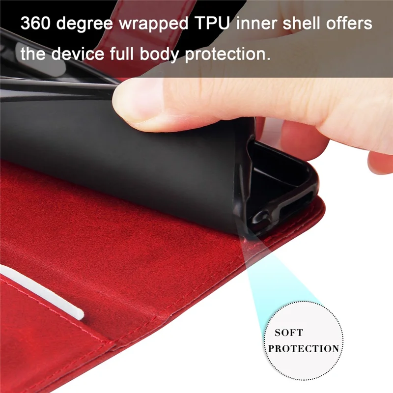 PU Leather Flip Case Zipper Pocket Design Wallet Phone Covering Shell for Samsung Galaxy S22+ 5G - Red