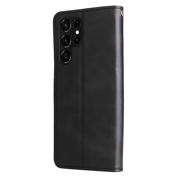 pu Leather Flip Case de Poche à Glissière Pocket Design Portefeuille Étui Anti-Drop Pour Samsung Galaxy S22 Ultra 5G - le Noir