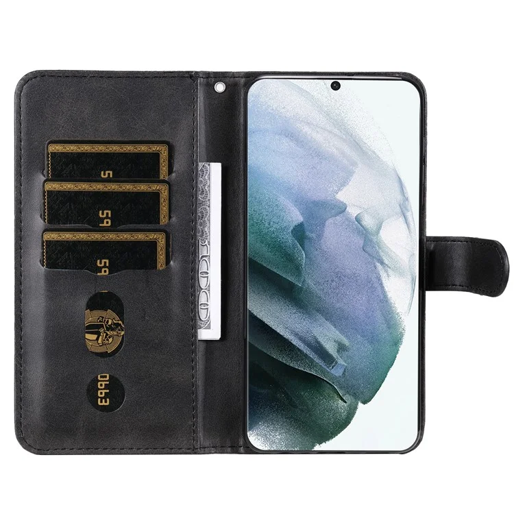 pu Leather Flip Case de Poche à Glissière Pocket Design Portefeuille Étui Anti-Drop Pour Samsung Galaxy S22 Ultra 5G - le Noir