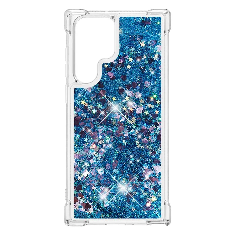 Quicksand TPU Protective Cover Shell Anti-Drop Multiple Color Choices Phone Case for Samsung Galaxy S22 Ultra 5G - Azul/Corazón