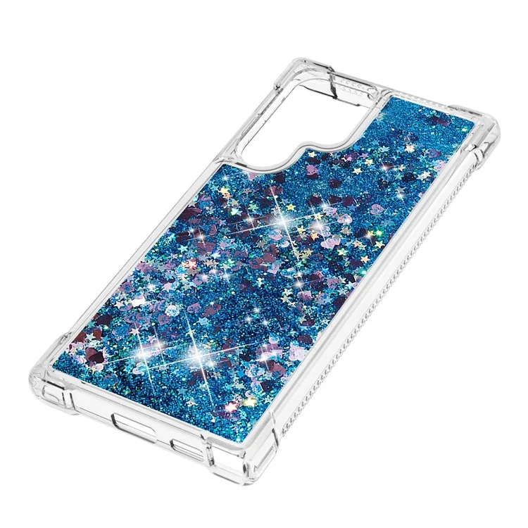 Quicksand TPU Protective Cover Shell Anti-Drop Multiple Color Choices Phone Case for Samsung Galaxy S22 Ultra 5G - Azul/Corazón