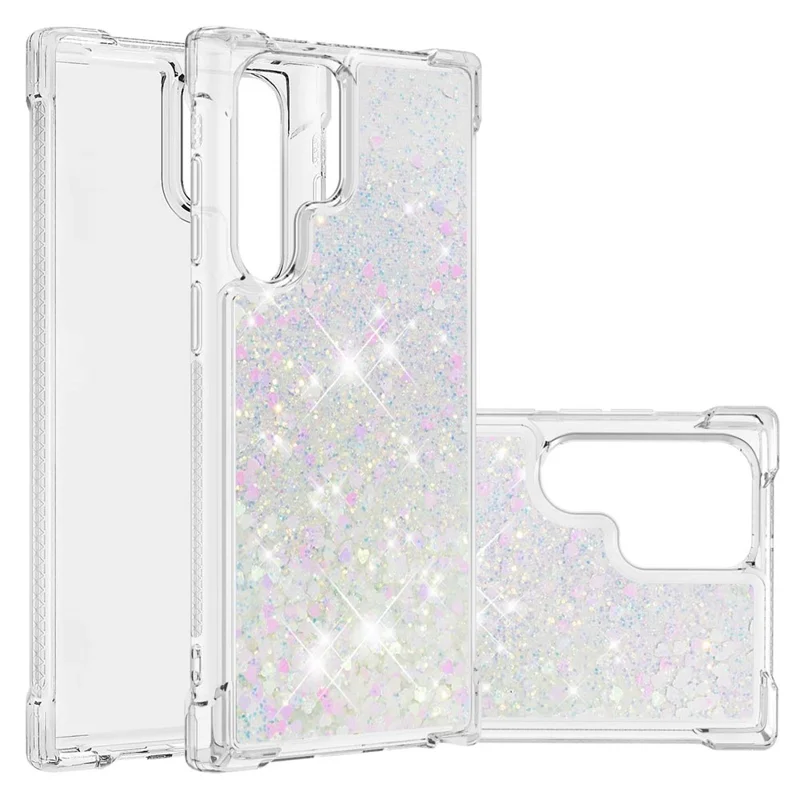 Quicksand TPU Protective Cover Shell Anti-Drop Multiple Color Choices Phone Case für Samsung Galaxy S22 Ultra 5G - Laser/Herz