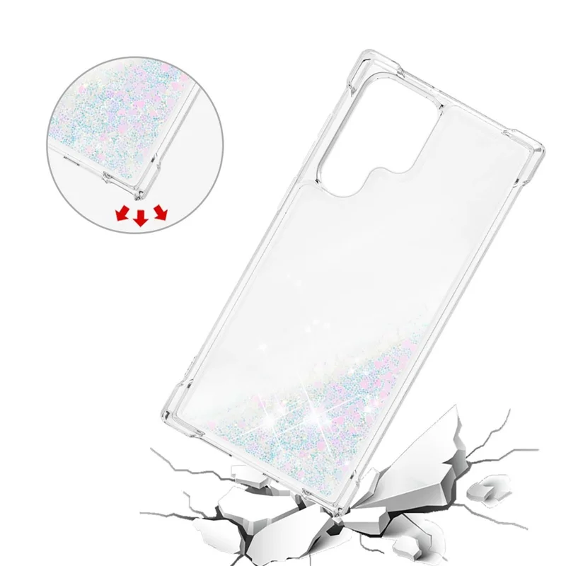 Quicksand TPU Protective Cover Shell Anti-Drop Multiple Color Choices Phone Case für Samsung Galaxy S22 Ultra 5G - Laser/Herz