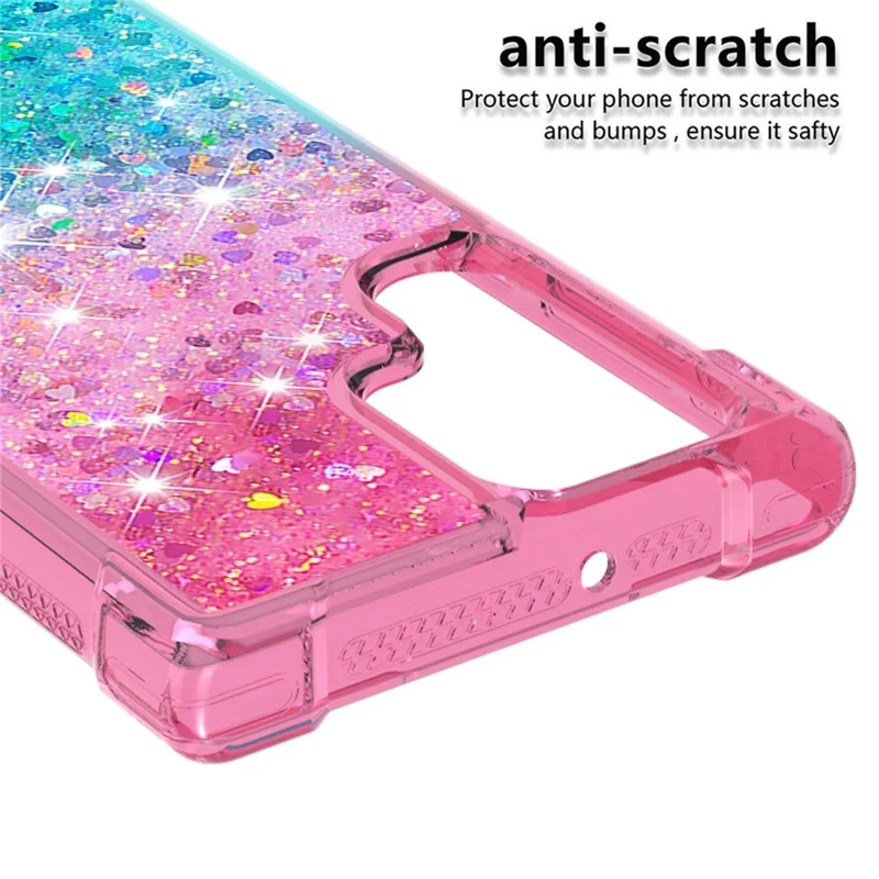 Gradient Quicksand Series Liquid Flowing Sparkle Scratch-resistant Soft TPU Phone Cover for Samsung Galaxy S22 Ultra 5G - Pink/Sky Blue