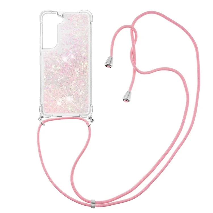Quicksand Series Glitter Flowing Liquid Floating Soft TPU Stylish Well-protected Phone Case for Samsung Galaxy S22+ 5G - Silver Pink Stars