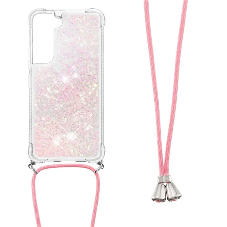 Quicksand Series Glitter Flowing Liquid Floating Soft TPU Stylish Well-protected Phone Case for Samsung Galaxy S22+ 5G - Silver Pink Stars