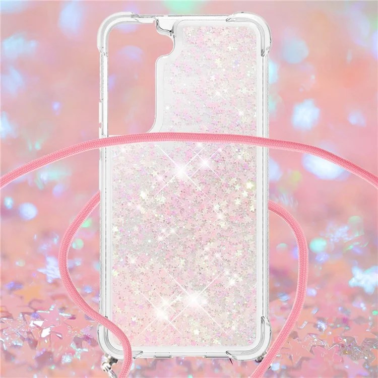 Quicksand Series Glitter Flowing Liquid Floating Soft TPU Stylish Well-protected Phone Case for Samsung Galaxy S22+ 5G - Silver Pink Stars