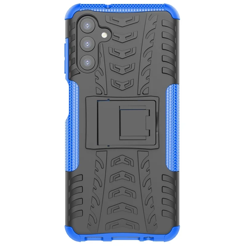 Anti-Rutsch-Reifen-Textur Weich Flexibles TPU + Hartes PC-Schutzhülle mit Ständer für Samsung Galaxy A13 5G / A04s 4G (164,7 x 76,7 x 9,1 mm) - Blau