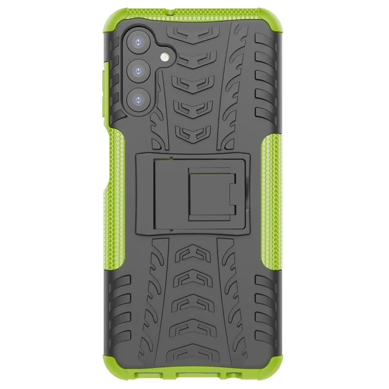 Anti-Slip Tire Texture Soft Flexible TPU + Hard PC Protective Phone Case with Kickstand for Samsung Galaxy A13 5G / A04s 4G (164.7mm) - Green