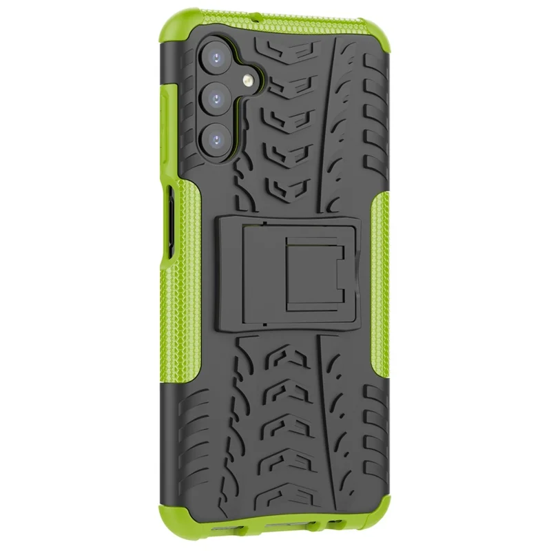 Anti-Slip Tire Texture Soft Flexible TPU + Hard PC Protective Phone Case with Kickstand for Samsung Galaxy A13 5G / A04s 4G (164.7mm) - Green
