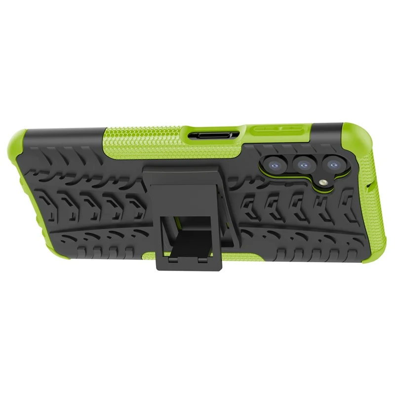 Anti-Slip Tire Texture Soft Flexible TPU + Hard PC Protective Phone Case with Kickstand for Samsung Galaxy A13 5G / A04s 4G (164.7mm) - Green