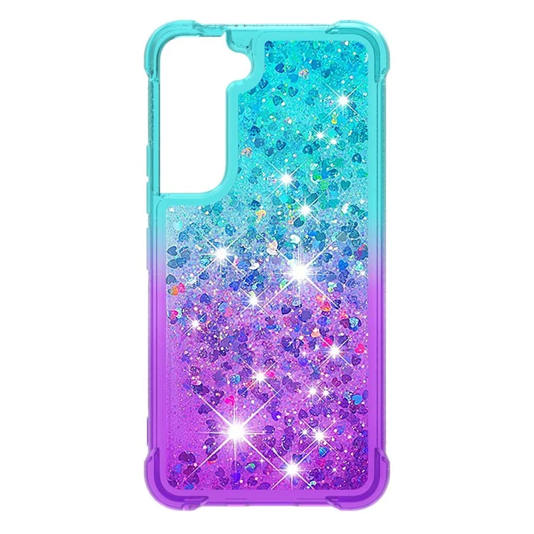 Gradient Quicksand Series Soft TPU Liquid Floating Protective Phone Case für Samsung Galaxy S22 5G - Himmelblau/Lila