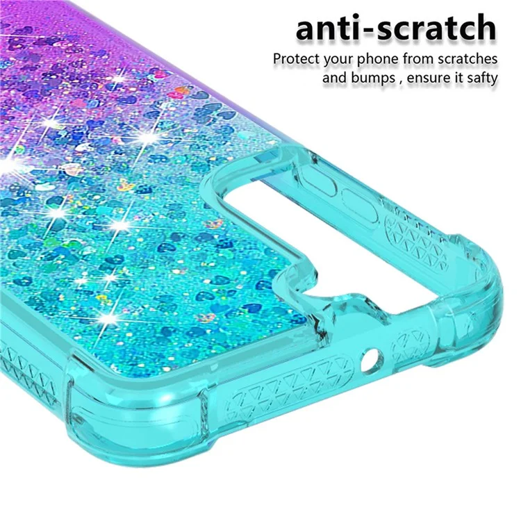 Gradient Quicksand Series Soft TPU Liquid Floating Protective Phone Case für Samsung Galaxy S22 5G - Himmelblau/Lila