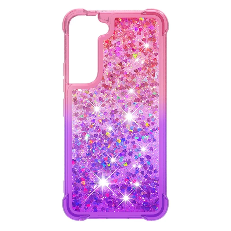 Gradient Quicksand Series Soft TPU Liquid Floating Protective Phone Case for Samsung Galaxy S22 5G - Pink/Purple