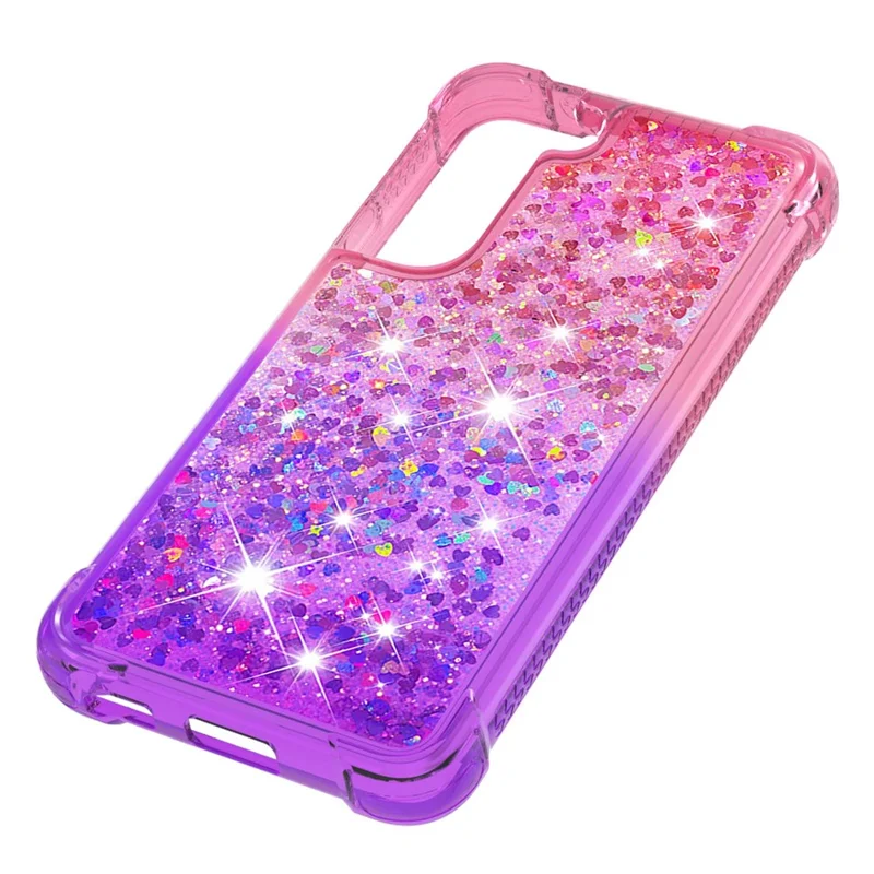 Gradient Quicksand Series Soft TPU Liquid Floating Protective Phone Case for Samsung Galaxy S22 5G - Pink/Purple