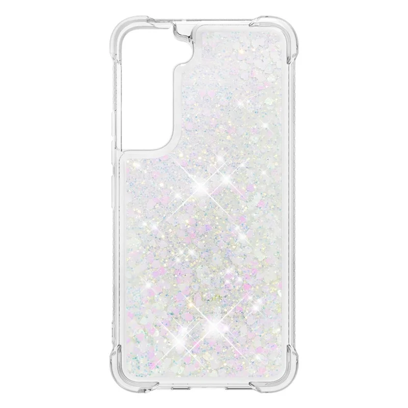 Funda de Teléfono Móvil Transparente con Glitter en Movimiento y Corazones Brillantes para Samsung Galaxy S22 5G