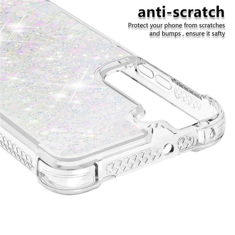 Funda de Teléfono Móvil Transparente con Glitter en Movimiento y Corazones Brillantes para Samsung Galaxy S22 5G