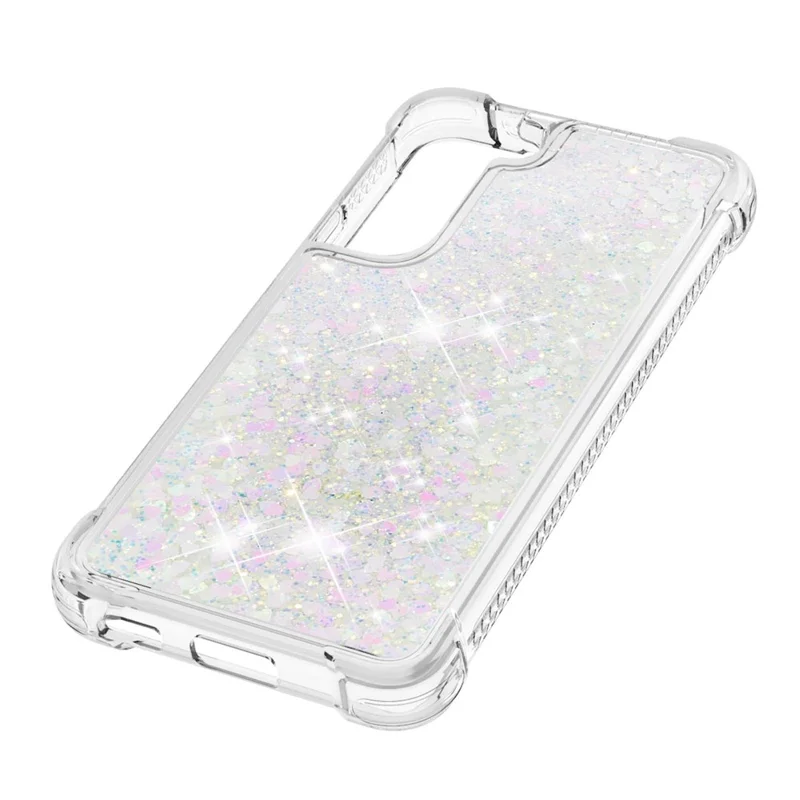 Funda de Teléfono Móvil Transparente con Glitter en Movimiento y Corazones Brillantes para Samsung Galaxy S22 5G