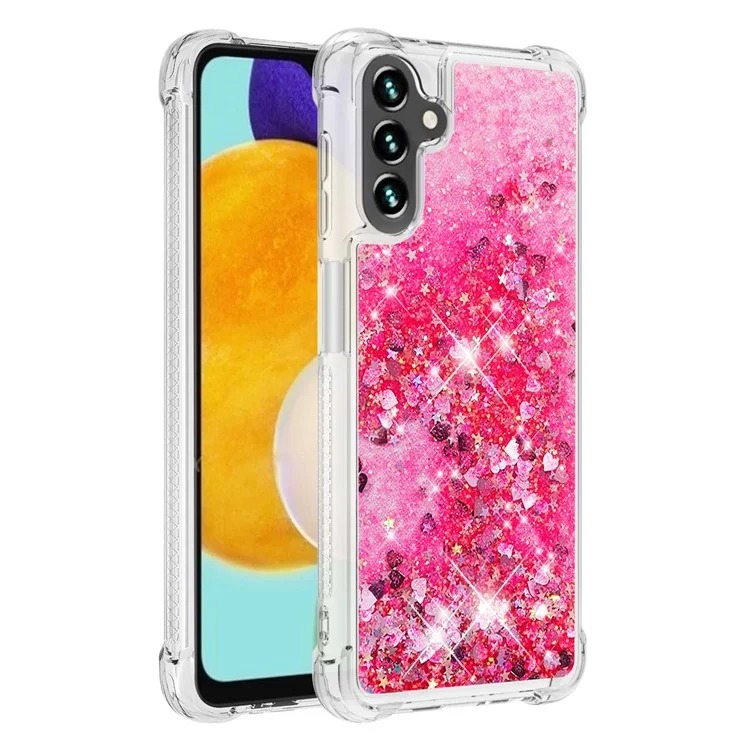 Quicksand Flowing Moving Glitter Flexible TPU Shockproof Cute Phone Case for Samsung Galaxy A13 5G / A04s 4G (164.7 x 76.7 x 9.1 mm) - Pink Hearts