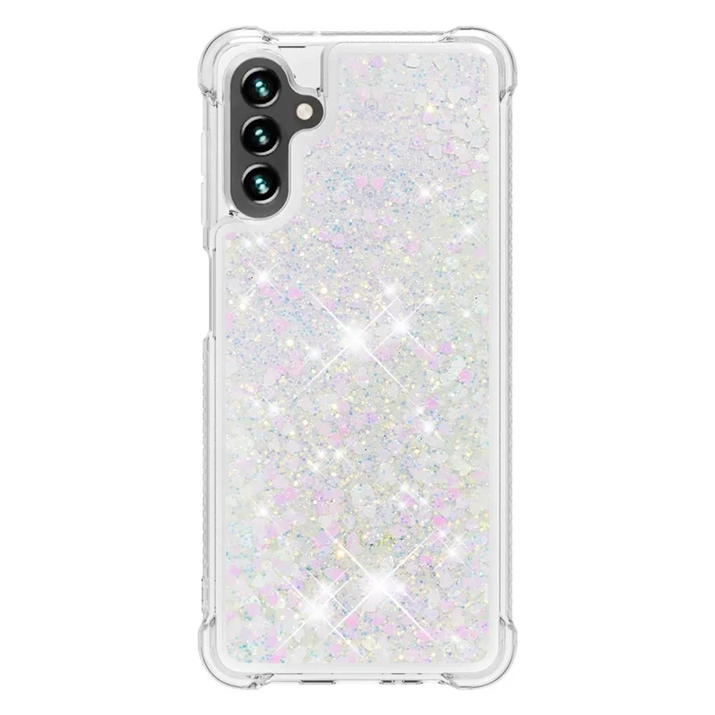 Quicksand Flowing Moving Glitter Flexible TPU Shockproof Cute Phone Case for Samsung Galaxy A13 5G / A04s 4G (164.7mm) - Shiny Hearts