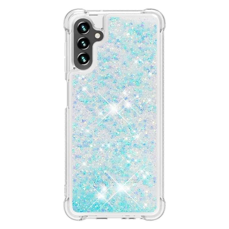 Quicksand Flowing Moving Glitter Flexible TPU Shockproof Cute Phone Case for Samsung Galaxy A13 5G / A04s 4G (164.7mm) - Blue Pentagram