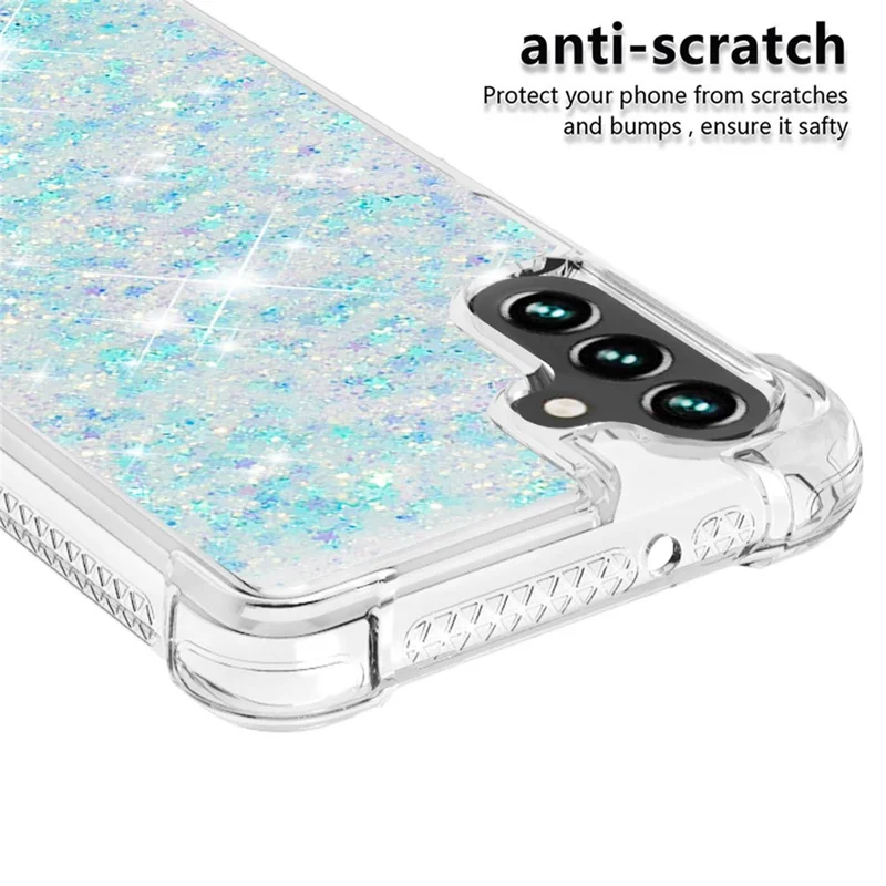 Quicksand Flowing Moving Glitter Flexible TPU Shockproof Cute Phone Case for Samsung Galaxy A13 5G / A04s 4G (164.7mm) - Blue Pentagram
