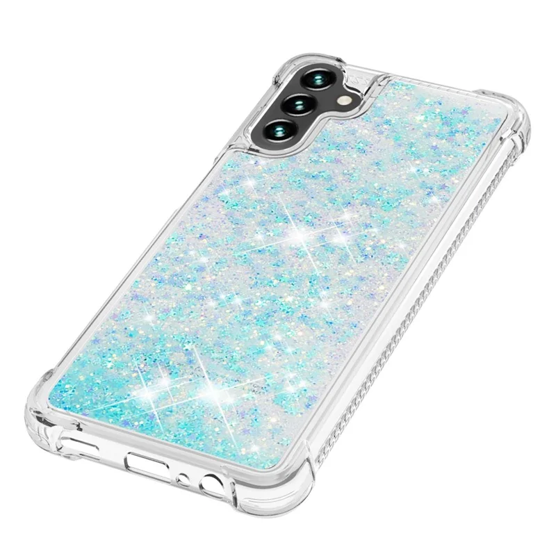 Quicksand Flowing Moving Glitter Flexible TPU Shockproof Cute Phone Case for Samsung Galaxy A13 5G / A04s 4G (164.7mm) - Blue Pentagram