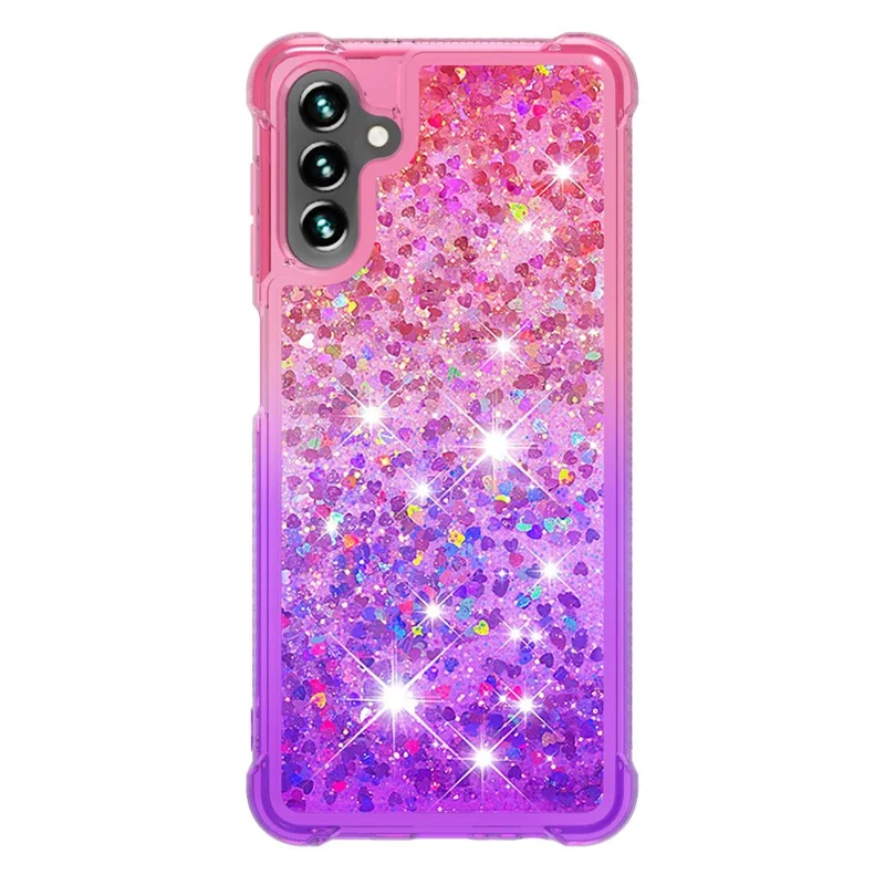 Glitter Quicksand Effect Gradient Color Soft TPU Clear Cute Phone Case for Samsung Galaxy A13 5G / A04s 4G (164.7mm) - Pink / Purple