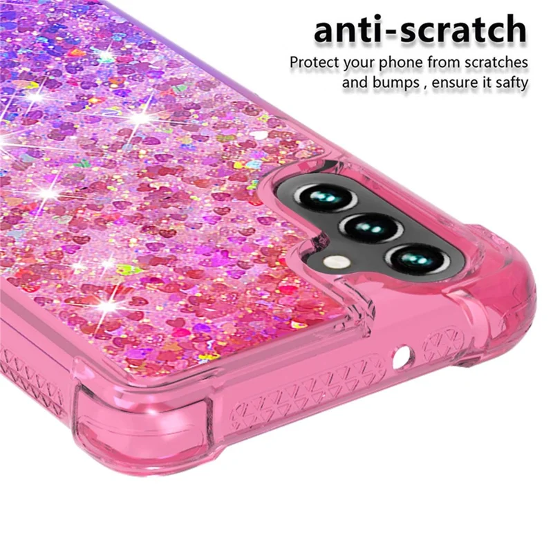 Glitter Quicksand Effect Gradient Color Soft TPU Clear Cute Phone Case for Samsung Galaxy A13 5G / A04s 4G (164.7mm) - Pink / Purple