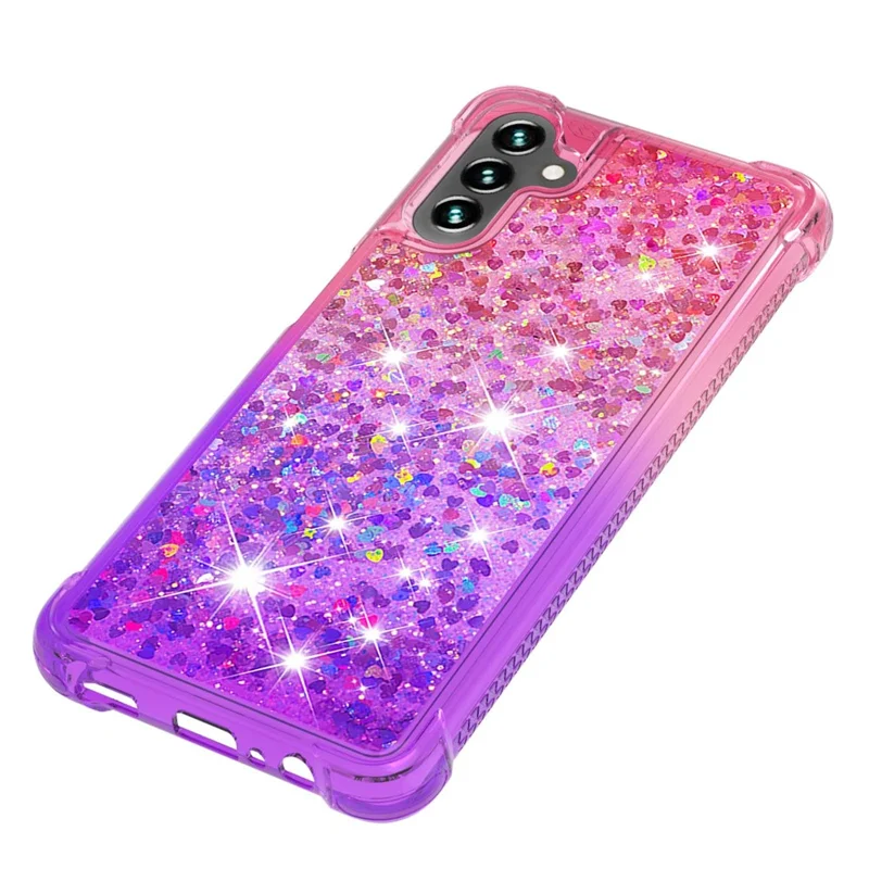Glitter Quicksand Effect Gradient Color Soft TPU Clear Cute Phone Case for Samsung Galaxy A13 5G / A04s 4G (164.7mm) - Pink / Purple