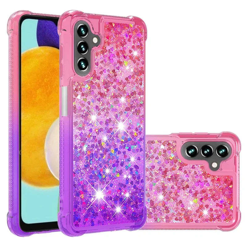 Glitter Quicksand Effect Gradient Color Soft TPU Clear Cute Phone Case for Samsung Galaxy A13 5G / A04s 4G (164.7mm) - Pink / Purple