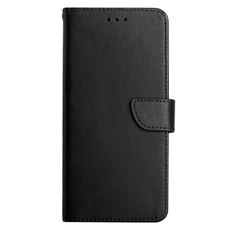 Nappa Texture Anti-fingerprint Shockproof Genuine Leather Wallet Stand Protective Phone Case for Samsung Galaxy A12/M12 - Black