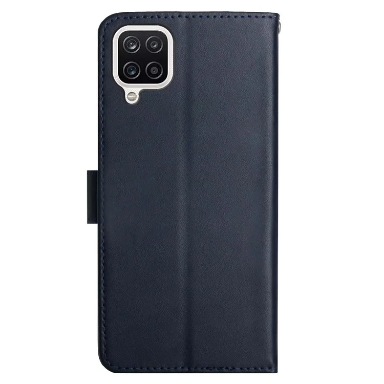 Funda protectora de cuero genuino con textura Nappa, antihuella dactilar y resistente a los golpes para Samsung Galaxy A12/M12 - Azul