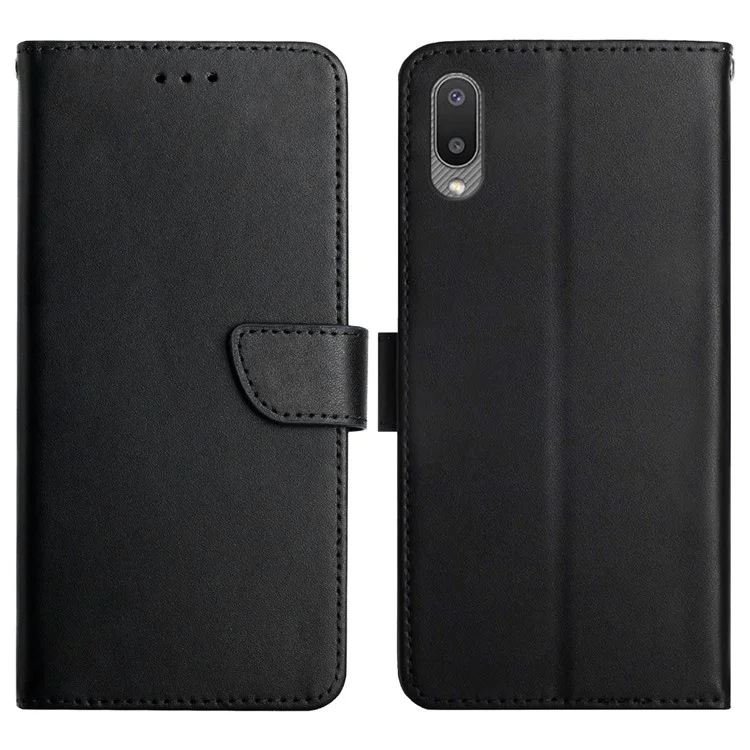 Nappa Texture Подличная Кожаная Подставка Для Кошелька Дизайн Кошелька Folio Flip Phone Shell Для Samsung Galaxy M02/A02 - Черный