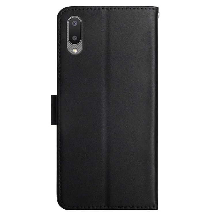 Nappa Texture Подличная Кожаная Подставка Для Кошелька Дизайн Кошелька Folio Flip Phone Shell Для Samsung Galaxy M02/A02 - Черный