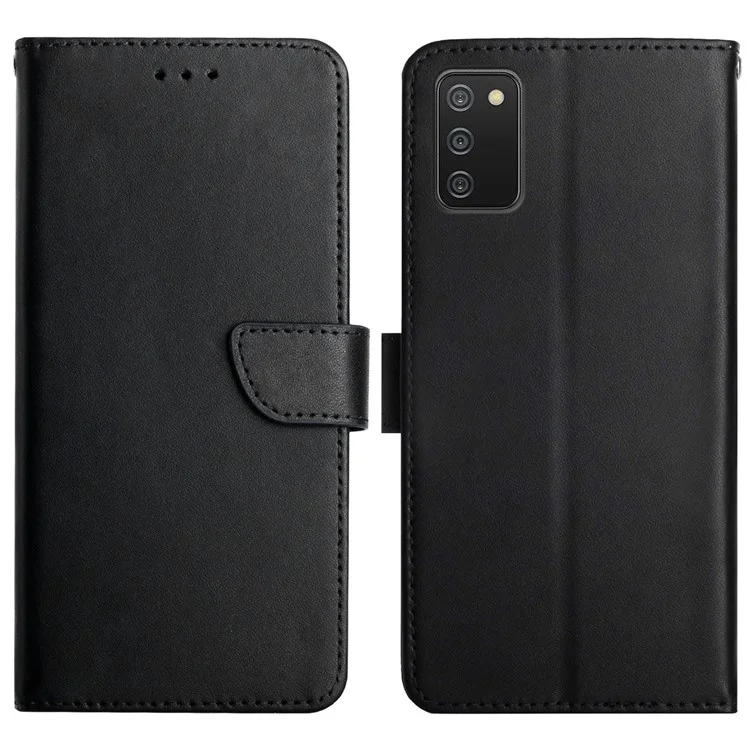 Texture Nappa Protezione a Tutto Tondo Coperchio di Supporto Per Telefono in Pelle Genuina Con Portafoglio Per Samsung Galaxy A02s (164.2x75.9x9.1mm) - Nero