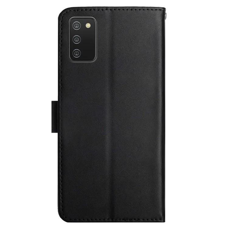 Texture Nappa Protezione a Tutto Tondo Coperchio di Supporto Per Telefono in Pelle Genuina Con Portafoglio Per Samsung Galaxy A02s (164.2x75.9x9.1mm) - Nero