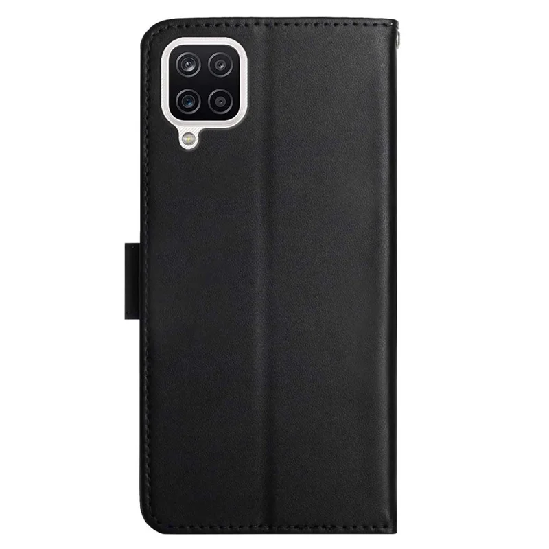 Nappa Texture Stand Wallet Genuine Leather Shockproof Phone Case Flip Cover for Samsung Galaxy A42 5G - Black