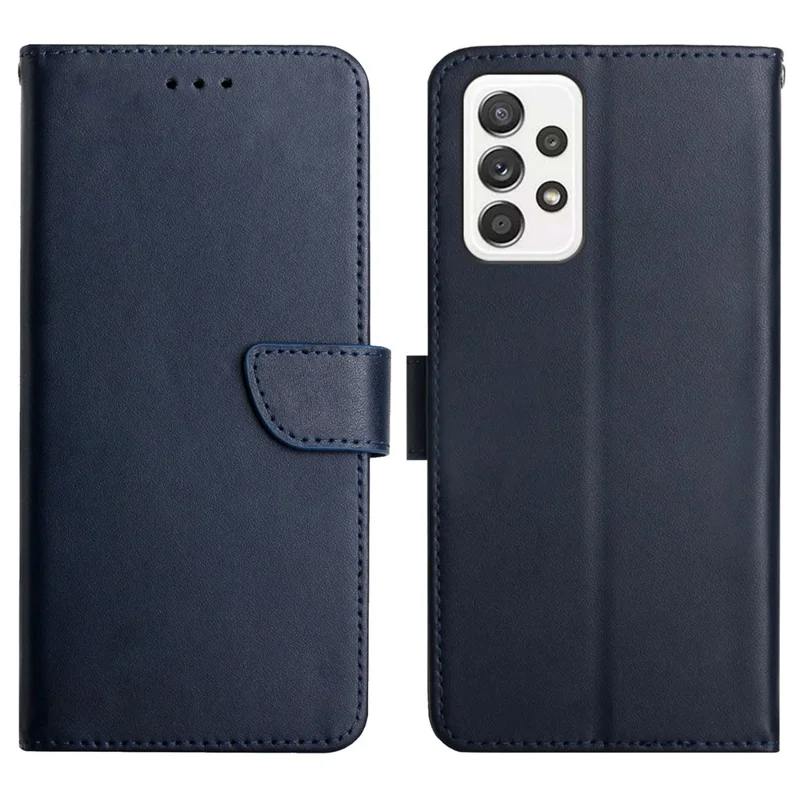 Nappa Texture Genuine Leather + TPU Wallet Stand Protective Phone Case with Magnetic Clasp for Samsung Galaxy A32 4G (EU Version) - Blue