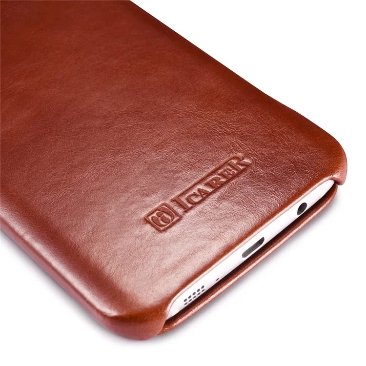 ICARER Vintage Genuine Leather Phone Shell for Samsung Galaxy S7 edge G935 - Brown