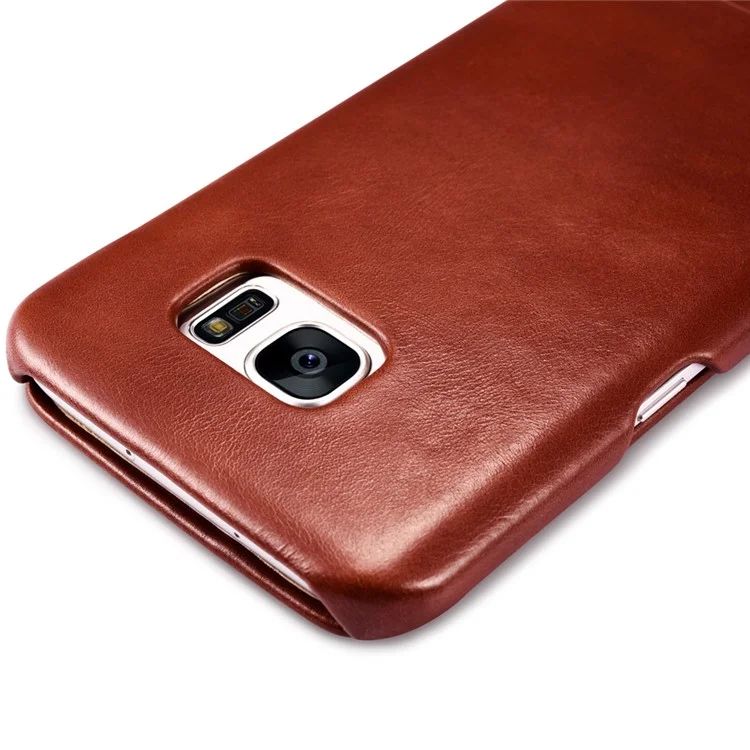 ICARER Vintage Genuine Leather Phone Shell for Samsung Galaxy S7 edge G935 - Brown