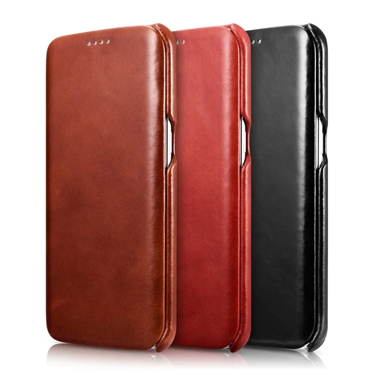 ICARER Vintage Genuine Leather Phone Shell for Samsung Galaxy S7 edge G935 - Brown