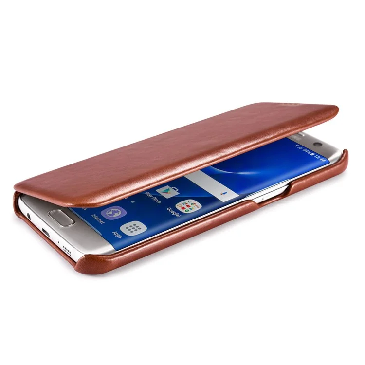 ICARER Vintage Genuine Leather Phone Shell for Samsung Galaxy S7 edge G935 - Brown
