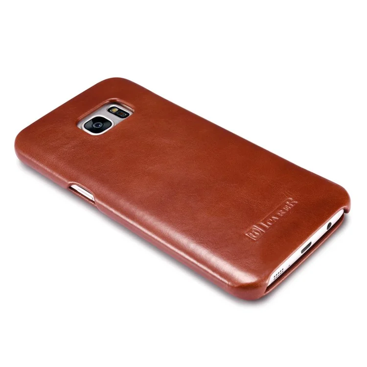 ICARER Vintage Genuine Leather Phone Shell for Samsung Galaxy S7 edge G935 - Brown